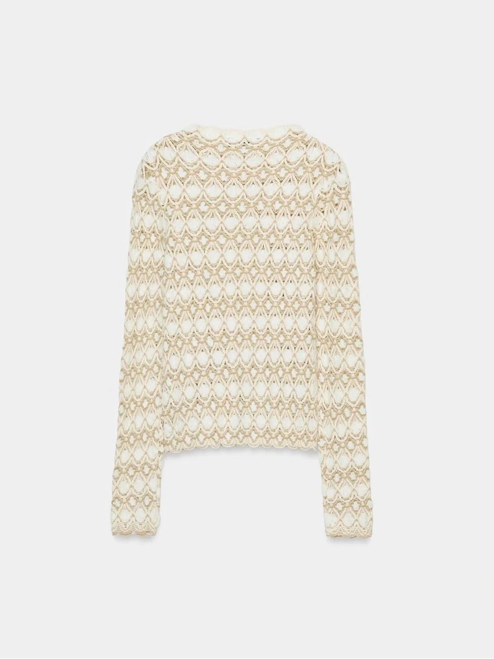 Zara Cream Open-Knit Crochet Sweater